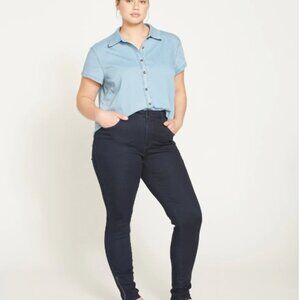 Ankle Zip Seine High Rise Skinny Jeans in Dark Indigo